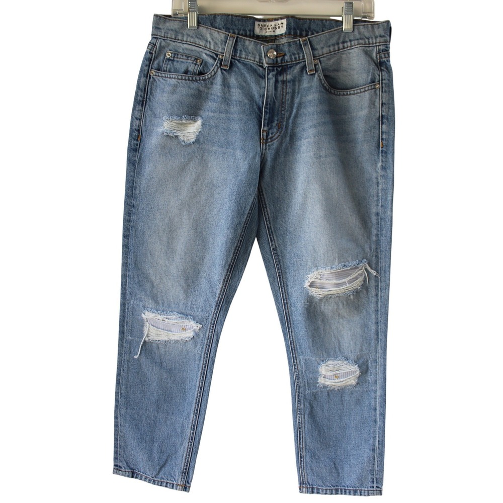 Derek Lam 10 Crosby Mila Mid-Rise Distressed Girlfriend Jeans Cropped Sz 29 - Picture 2 of 14